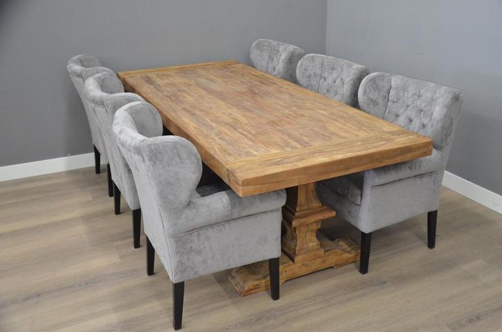 Robuuste kloostertafel 8 cm dik 180 cm  tot 400 cm lang!, Huis en Inrichting, Tafels | Eettafels, 200 cm of meer, Nieuw, Teakhout