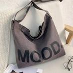 Canvas schouder tas met tekst - katoen tas - Kaki kleur -, Sieraden, Tassen en Uiterlijk, Tassen | Schoudertassen, Nieuw