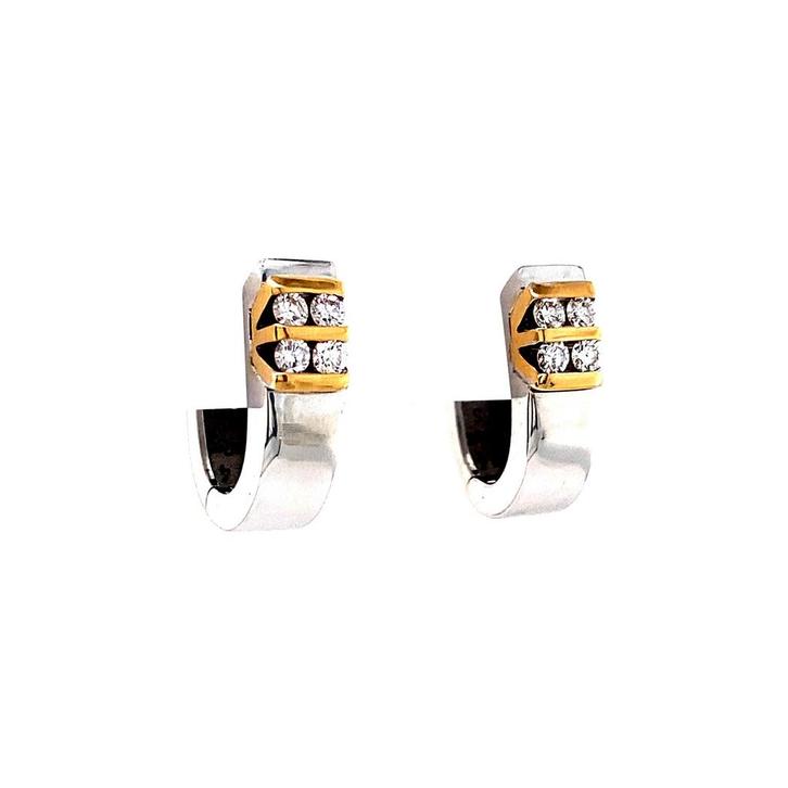 Witgouden klapcreolen met diamant 18 karaat, Sieraden, Tassen en Uiterlijk, Oorbellen, Wit, Zo goed als nieuw, Goud, Verzenden