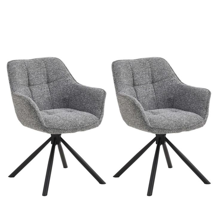 Set van 2 Eetkamerstoelen – Antraciet – Met Armleuning –, Zakelijke goederen, Horeca | Meubilair en Inrichting, Ophalen of Verzenden