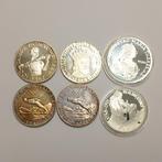 Oostenrijk. 6 Silbermünzen , Proof/unz. 1964-1991, Postzegels en Munten