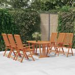 vidaXL 7-delige Tuinset massief eucalyptushout, Verzenden, 6 zitplaatsen, Nieuw, Tuinset