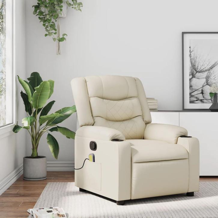vidaXL Massagestoel verstelbaar kunstleer crème, Huis en Inrichting, Fauteuils, Nieuw, Verzenden