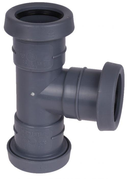 Pipelife TopFit T-stuk stroom 75 x 75 mm 90gr. 3xMof grijs, Doe-het-zelf en Verbouw, Buizen en Afvoer, Ophalen of Verzenden