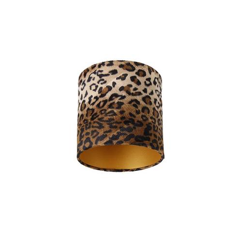 Velours lampenkap luipaard dessin 20/20/20 gouden binnenkant, Huis en Inrichting, Lampen | Lampenkappen, Minder dan 25 cm, Overige vormen