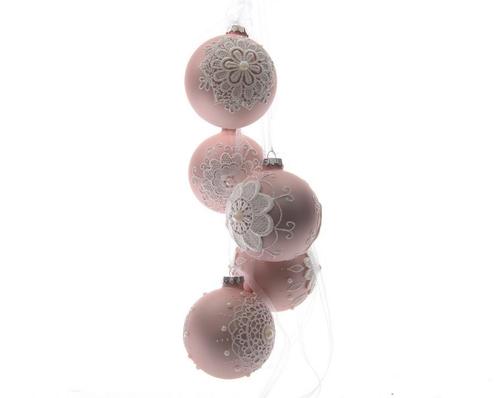 Christmas Decorations Kerstballen Poederroze Set van 4, Diversen, Kerst, Verzenden