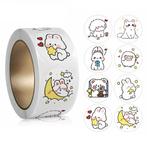 500 Stickers Op Rol - 2.5cm - Schattige Dieren -, Verzenden, Nieuw
