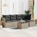 vidaXL 6-delige Loungeset met kussens poly rattan lichtgrijs, 5 zitplaatsen, Nieuw, Loungeset, Verzenden
