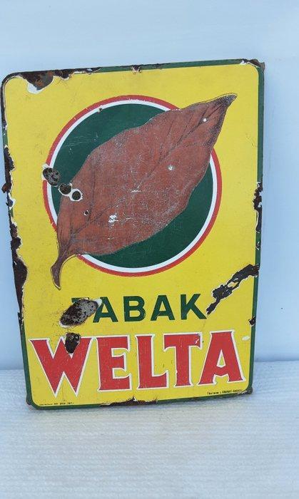 Tabak Welta - Emaille bord - Emaille, Antiek en Kunst, Antiek | Wandborden en Tegels