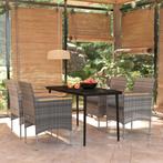 vidaXL 5-delige Tuinset met kussens grijs en zwart, Tuin en Terras, Tuinsets en Loungesets, 4 zitplaatsen, Nieuw, Tuinset, Verzenden