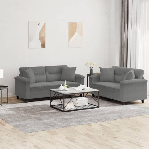 vidaXL 2-delige Loungeset met kussens microvezelstof, Huis en Inrichting, Banken | Bankstellen, Nieuw, Stof, Vierpersoons of meer