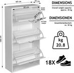 MIADOMODO- Schoenenkast - 3 kleppen, wit, smal, MDF, (W/H/D), Huis en Inrichting, Kasten | Computermeubels, Verzenden, Nieuw
