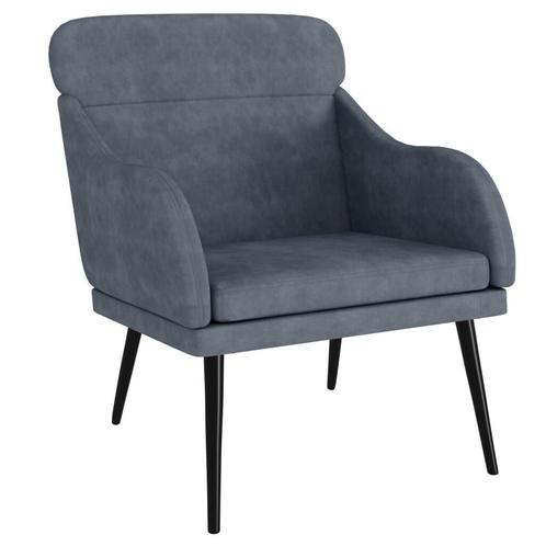 Fluwelen Relaxfauteuil Donkergrijs - Retourdeal - Stijlvo..., Huis en Inrichting, Fauteuils, 50 tot 75 cm, Minder dan 75 cm, Nieuw
