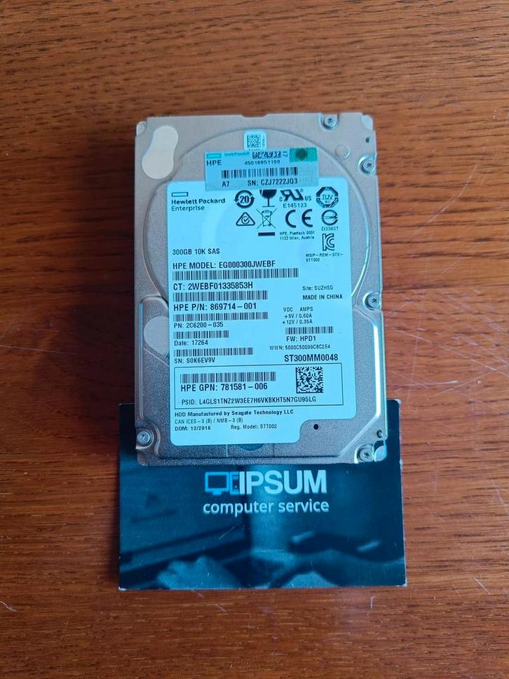 HP 300GB 10k SAS schijf 869714-001, Computers en Software, Harde schijven, Refurbished, Ophalen of Verzenden