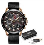 Quartz Horloge - Anoloog Luxe Uurwerk voor Heren - Roestvrij, Verzenden, Nieuw, Lige