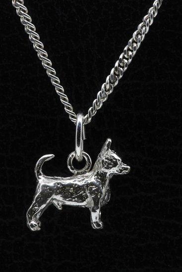 Zilveren Chihuahua korthaar ketting hanger - klein, Sieraden, Tassen en Uiterlijk, Kettinghangers, Verzenden