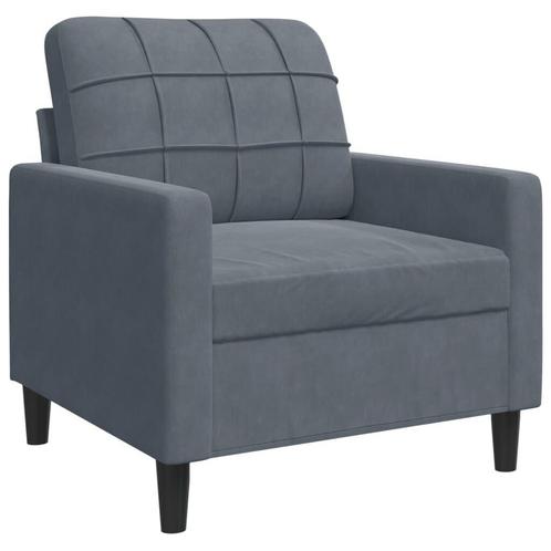 Fluwelen Fauteuil 60cm Donkergrijs - Tweedekansje - Stijl..., Huis en Inrichting, Fauteuils, 75 tot 100 cm, 75 tot 100 cm, Nieuw