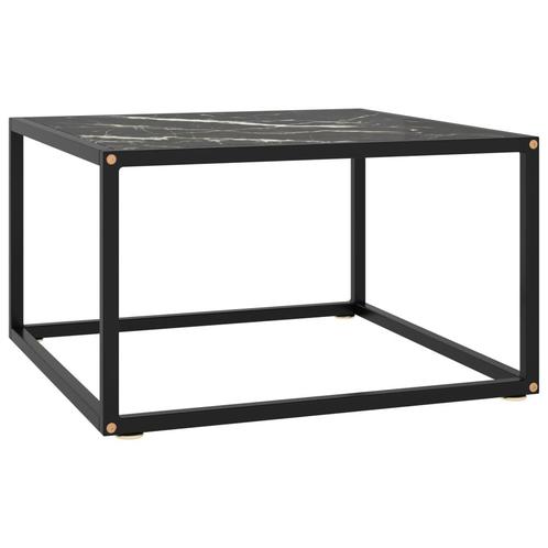 vidaXL Salontafel met zwart marmerglas 60x60x35 cm zwart, Huis en Inrichting, Tafels | Salontafels, 50 tot 100 cm, Nieuw, Glas