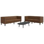 vidaXL 2-delige Loungeset Chesterfield-stijl kunstsuède, Huis en Inrichting, Banken | Bankstellen, Verzenden, Nieuw, Vierpersoons of meer