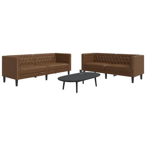 vidaXL 2-delige Loungeset Chesterfield-stijl kunstsuède, Huis en Inrichting, Banken | Bankstellen, Nieuw, Leer, Vierpersoons of meer