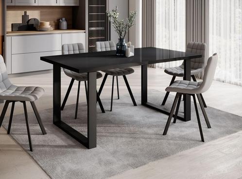 Meubella | Eettafel zwarte poten zwart 160 cm industrieel, Huis en Inrichting, Tafels | Eettafels, 150 tot 200 cm, Nieuw, 50 tot 100 cm