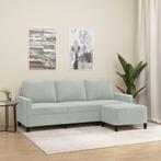 vidaXL Driezitsbank met voetenbank 180 cm fluweel lichtgrijs, Huis en Inrichting, Banken | Bankstellen, Verzenden, 150 tot 200 cm