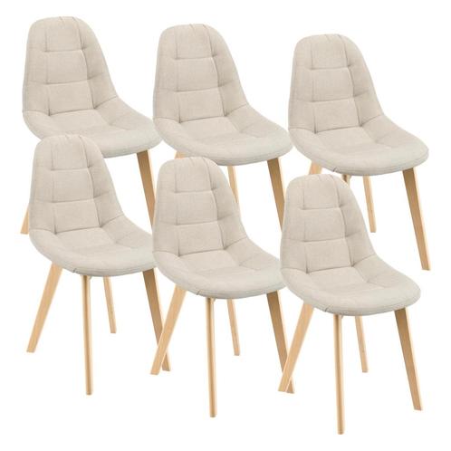 Eetkamerstoel Kopparberg 86x53x47 cm set van 6 beige, Huis en Inrichting, Stoelen, Verzenden