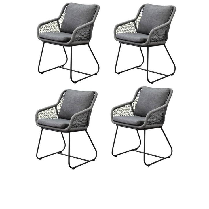 Savona dining tuinstoel rope  grijs set van 4, Tuin en Terras, Tuinstoelen, Nieuw, Ophalen of Verzenden