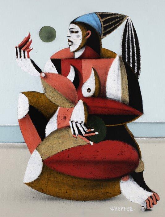 Jone Hopper - Baigneuse en bord de mer, Antiek en Kunst, Kunst | Schilderijen | Modern