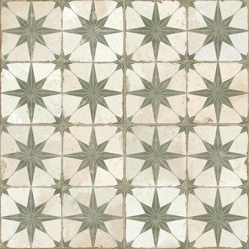 Vintage vloertegel / wandtegel fs star s sage groen 45x45cm, Doe-het-zelf en Verbouw, Tegels, Vloertegels, Nieuw, 10 m² of meer