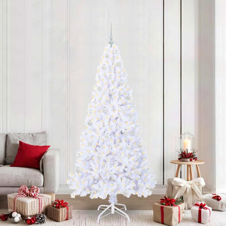 vidaXL Kunstkerstboom met 300 LED Wit 210 cm PVC en staal, Diversen, Kerst, Nieuw, Verzenden