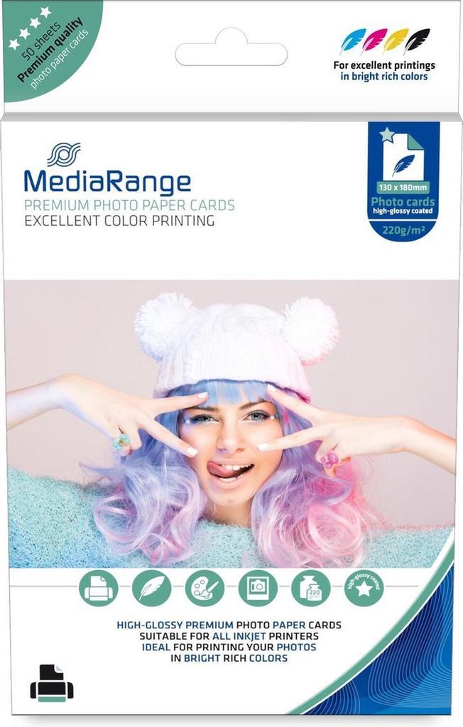 MediaRange 130x180mm fotopapier kaarten, glanzend High, Computers en Software, Printerbenodigdheden, Overige typen, Nieuw