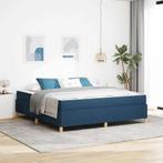 vidaXL Boxspring bed met matras Blauw en Wit 180 x 200 cm, Huis en Inrichting, Verzenden, Nieuw, Blauw, Stof