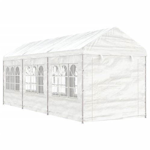 vidaXL Prieel met dak 6,69x2,28x2,69 m polyetheen wit, Tuin en Terras, Partytenten, Nieuw, Verzenden