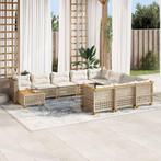 vidaXL 11-delige Tuinset met kussens poly rattan beige, Tuin en Terras, Verzenden, Nieuw, Rotan, Tuinset