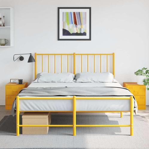 vidaXL Nachtkastjes 2 st 34,5x39x44 cm staal geel, Huis en Inrichting, Slaapkamer | Nachtkastjes, Nieuw, Minder dan 45 cm, Metaal of Aluminium