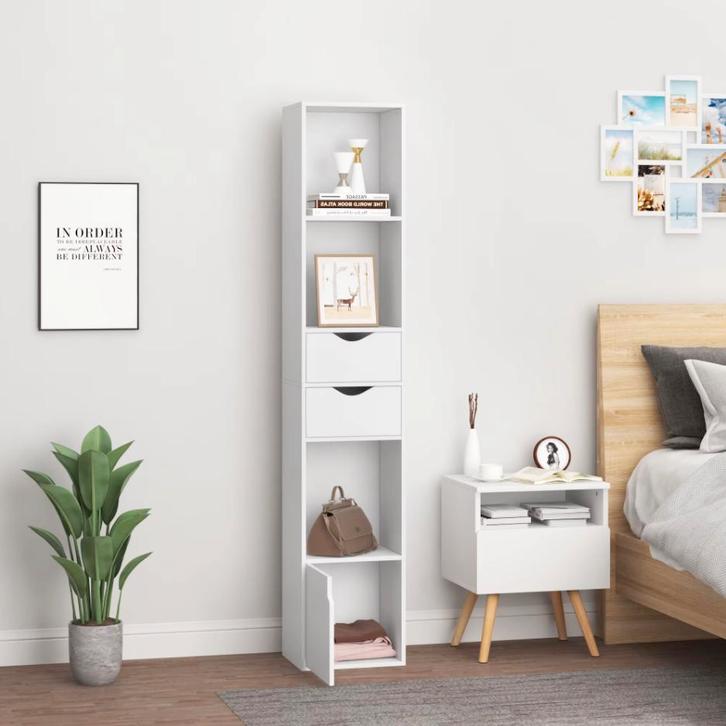 Nieuwe Hoge Boekenkast Wit - Modern Design 30x24x158cm, Huis en Inrichting, Kasten | Boekenkasten, Minder dan 25 cm, Met lade(s)