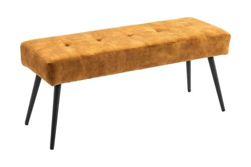 Design bank BOUTIQUE 100cm mosterdgeel fluweel zwart metalen, Huis en Inrichting, Banken | Bankstellen, Ophalen of Verzenden