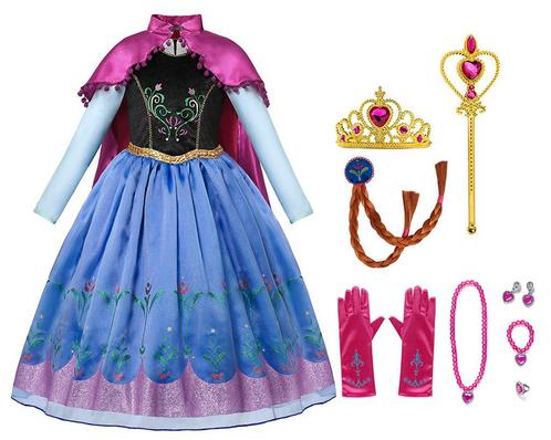 Anna jurk Deluxe prinsessenjurk + set - Frozen - 92 t/m 152, Kinderen en Baby's, Carnavalskleding en Verkleedspullen, Meisje, Nieuw