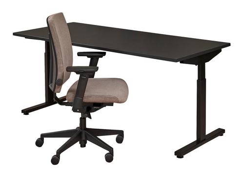 Recht T-poot bureau ALL BLACK! 160x80cm, Zakelijke goederen, Kantoor en Winkelinrichting | Kantoormeubilair en Inrichting, Ophalen of Verzenden