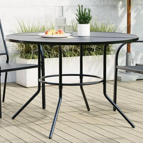vidaXL Terrastafel rond Ø110x72,5 cm gepoedercoat staal, Tuin en Terras, Tuintafels, Nieuw, Metaal, Verzenden