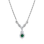 Witgouden vintage entourage collier met diamant en smaragd, Ophalen of Verzenden, Nieuw
