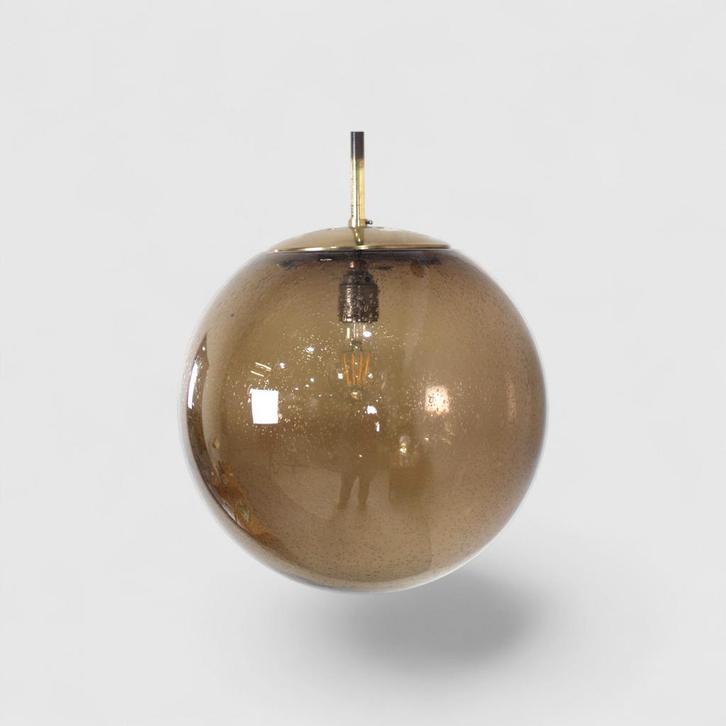 Vintage design rookglas bollamp L, Huis en Inrichting, Lampen | Hanglampen