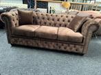 Chesterfield Maarssen Chesterfield 3 zits Bank Fluweel Bruin, Ophalen, CHESTERFIELD, Driepersoons, Zo goed als nieuw