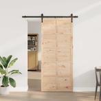 vidaXL Schuifdeur Bruin 80 x 208 cm Massief grenenhout, Doe-het-zelf en Verbouw, Deuren en Horren, Verzenden, Nieuw