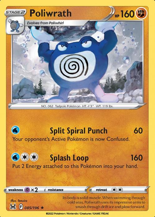Poliwrath 085/196  Lost Origin, Hobby en Vrije tijd, Verzamelkaartspellen | Pokémon, Losse kaart, Nieuw, Foil, Ophalen of Verzenden