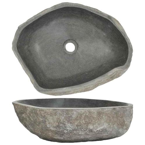 Natuursteen Wastafel (): Riviersteen Look! Retourdeal 40%..., Huis en Inrichting, Badkamer | Badkamermeubels, 25 tot 50 cm, Nieuw