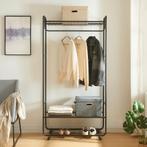 Kledingkast Vestvågøy open kast op wielen 176x90x40 cm zwart, Huis en Inrichting, Kasten | Kledingkasten, Verzenden, Nieuw