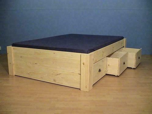 massief houten BED 3 of 6 LADEN zelf naar wens te kleuren, Huis en Inrichting, Slaapkamer | Bedden, Nieuw