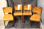 Stoel (4) - Eik, ecoleer - Italiaanse art deco stoelen